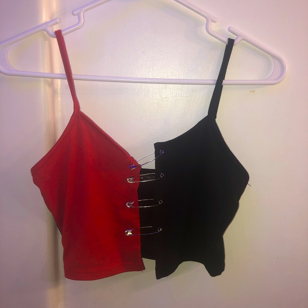 black and red crop top